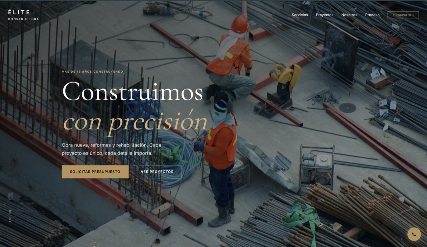 Élite Constructora construction company website by Hache Studio