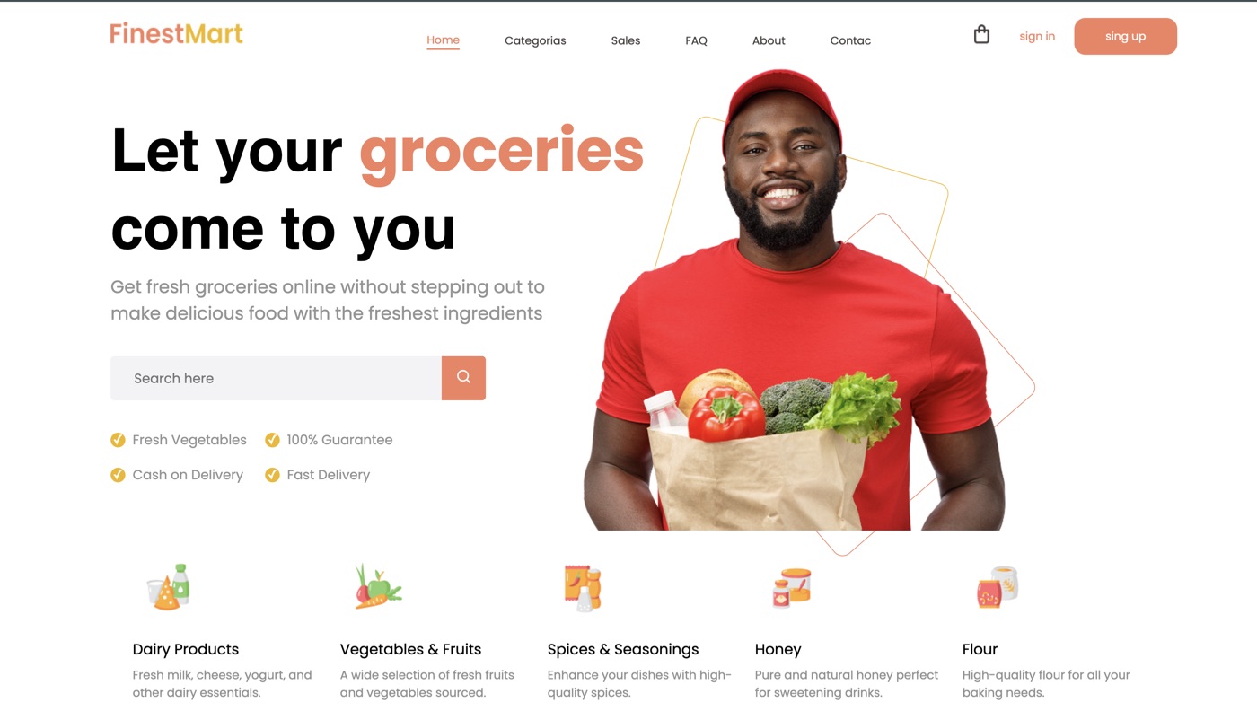 FinestMart grocery e-commerce site by Hache Studio